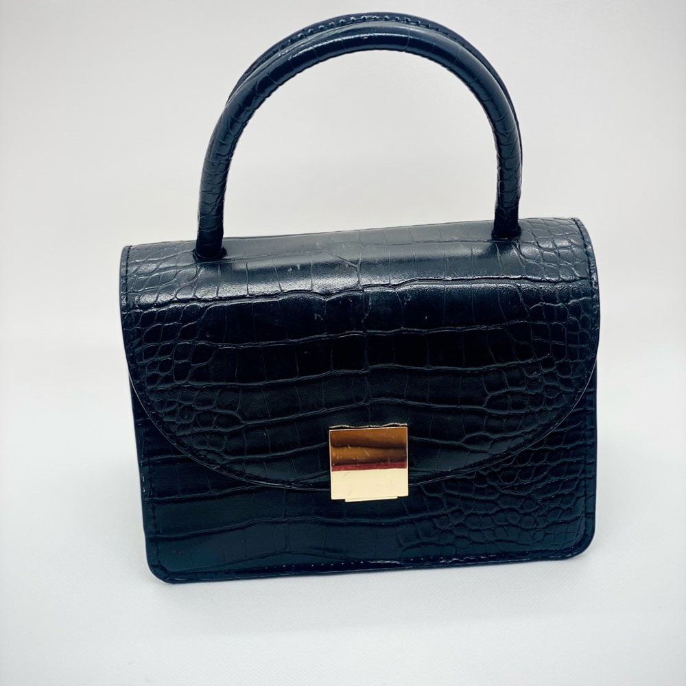 Black leather clutch